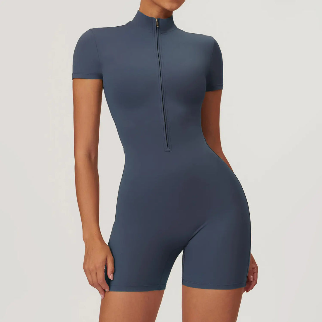 Zipper Short Sleeve Yoga Jumpsuit